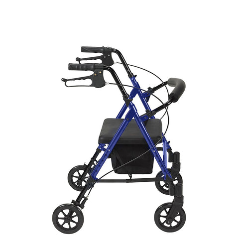Drive Medical RTL10261BL Adjustable Height Rollator Rolling Walker with 6" Wheels, Blue